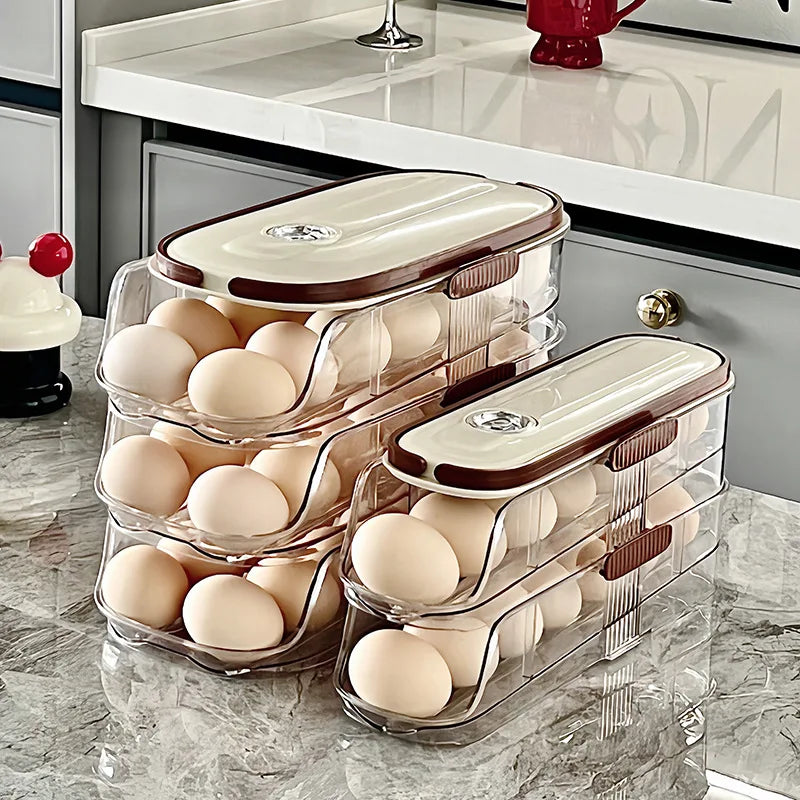 1PCS Home Refrigerator Egg Storage Box Automatic Rolling Eggs Holder Rack Egg Roller Organizer Kitchen Countertop Egg Shelf by Smarsty