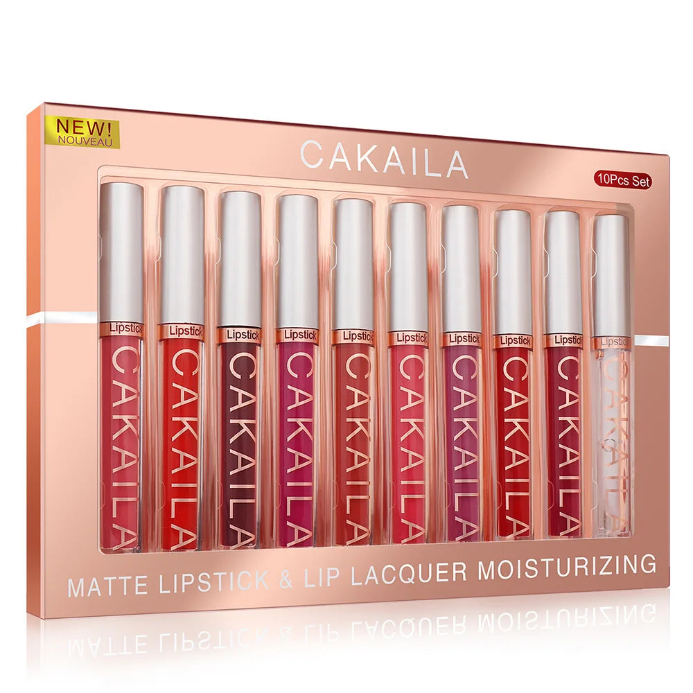 CAKAILA 10 Piece Nude Lip Gloss Set Long Lasting Velvet Finish - Smarsty