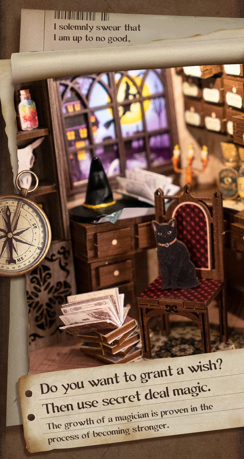 CUTEBEE DIY Book Nook Kit Miniature Doll House Home Touch Light Dust Cover Model Building Toys Gifts Magic Pharmacist by Smarsty