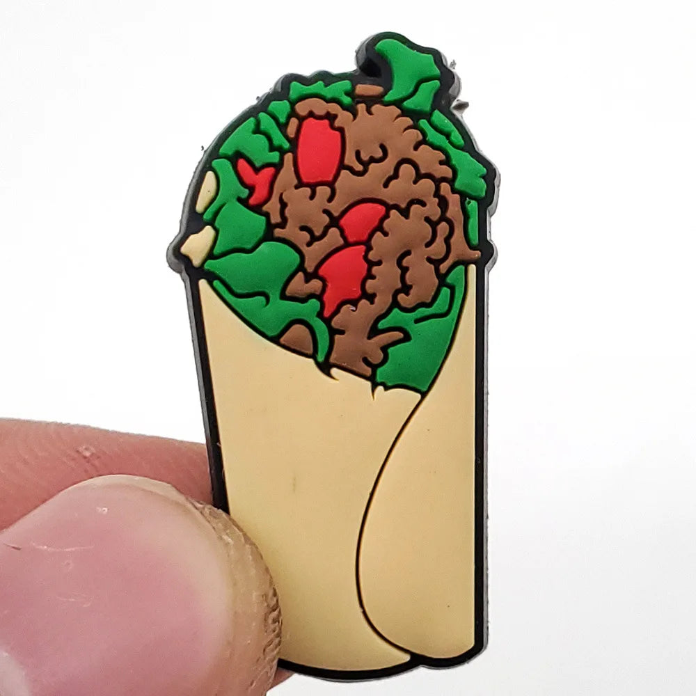 20pcs Food Series Cake Pizza PVC Shoe Charms Accessories Clogs Bubble Slides Sandals Shoe Buckles Decorations Pins Kids Gifts