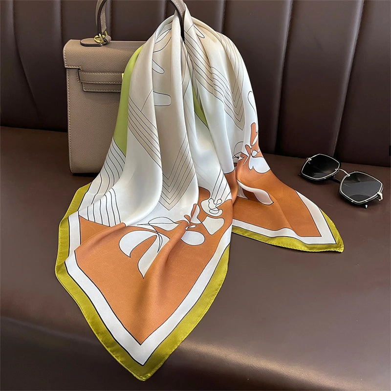 Luxury Silk Skinny Scarf with Cat Print for Women - Smarsty