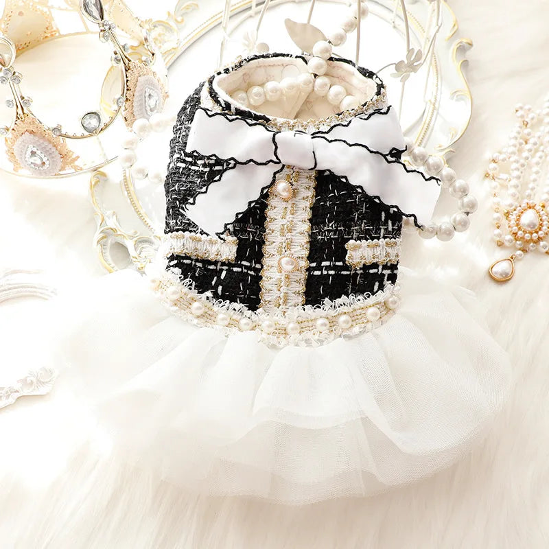 Luxury Cotton Dog Lace Dress with Tutu Skirt - Smarsty