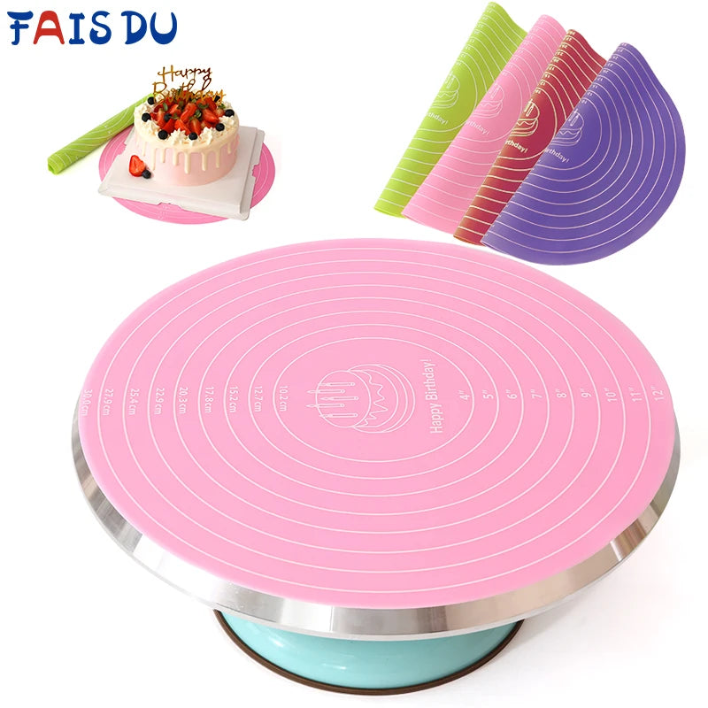 FAIS DU Non-Stick Cake Turntable with Silicone Mat - Smarsty