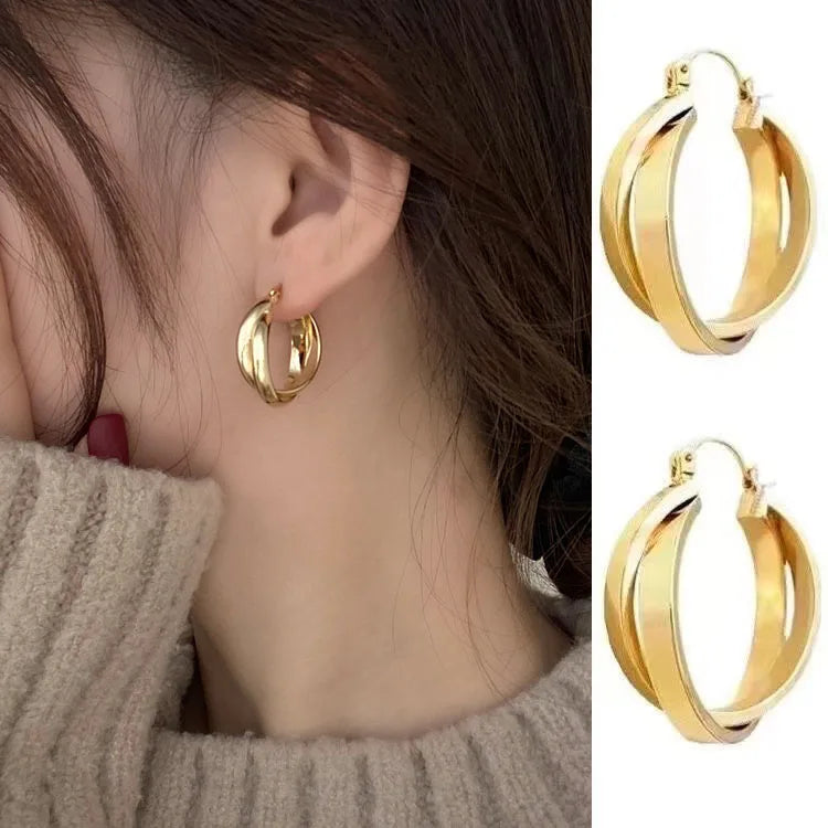 Minimal Geometric Circle Pearl Stud Earrings for Women - Smarsty