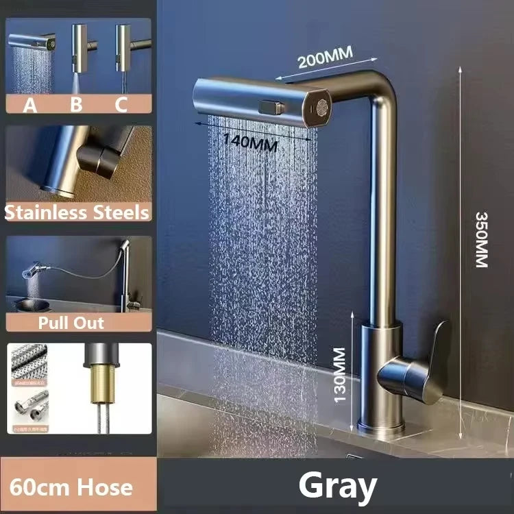 Flexible Stainless Steel Kitchen Faucet with Stream Shower Mode - Smarsty
