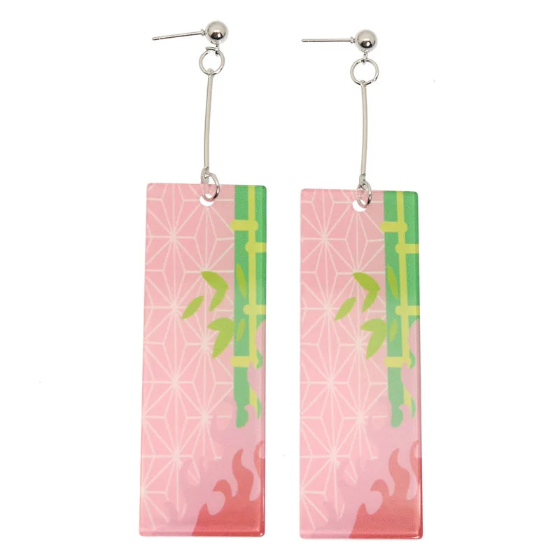 Acrylic Tanjiro Earrings for Women Anime Cosplay Jewelry - Smarsty