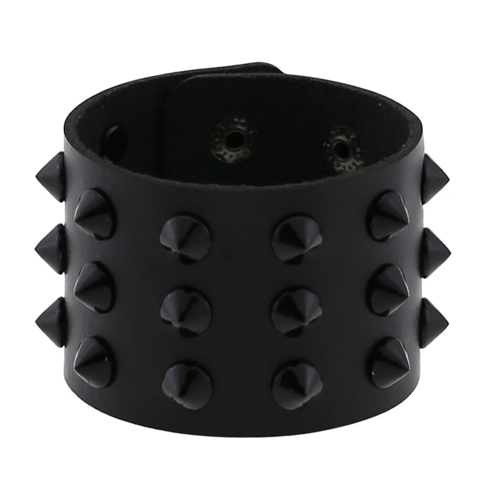 Unisex PU Leather Punk Bracelet With Spikes And Skull - Smarsty