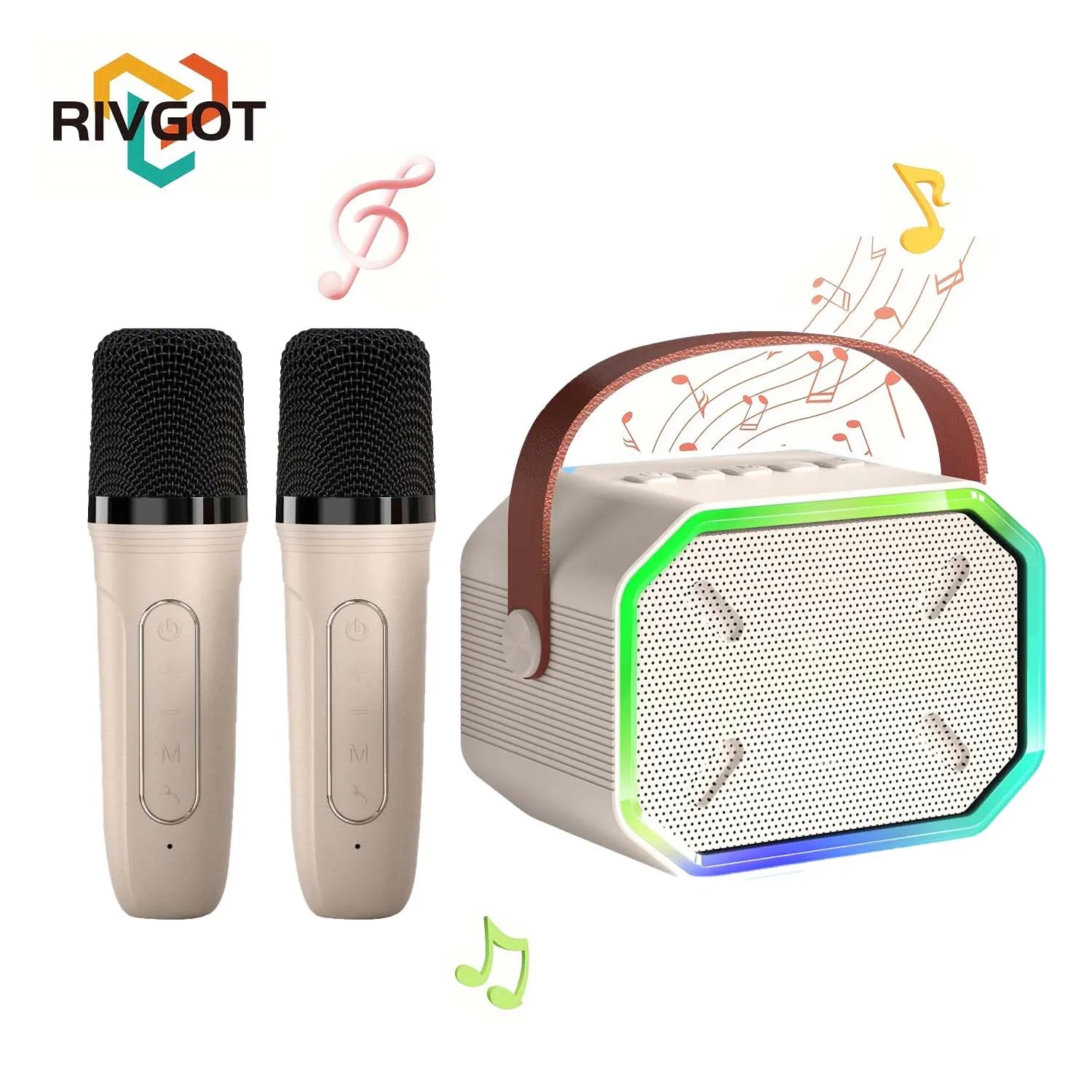 Mini Karaoke Machine for Kids Portable Karaoke Machine Bluetooth Wireless Microphones LDE Light Toys Gifts for Girls Boys - Smarsty