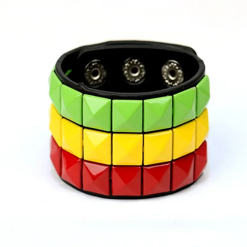 Unisex PU Leather Punk Bracelet with Spikes and Skull - Smarsty