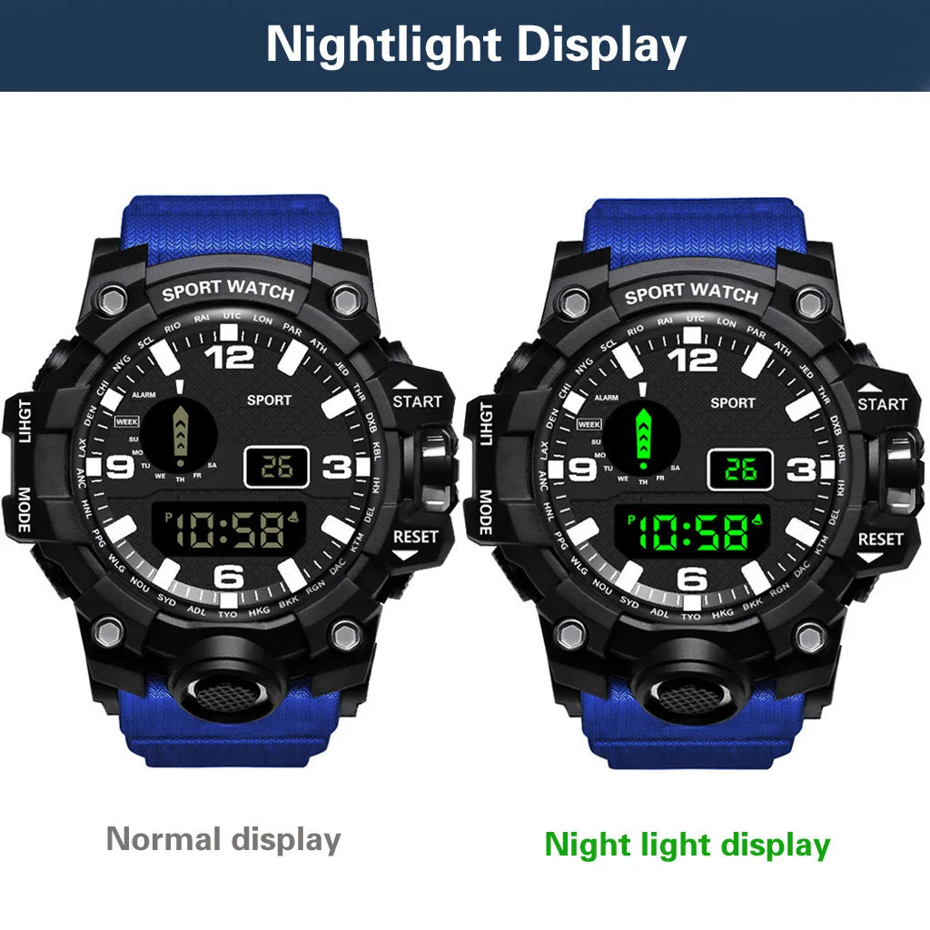 Men's Waterproof Sports Watch with Luminous Display and Alarm - Smarsty
