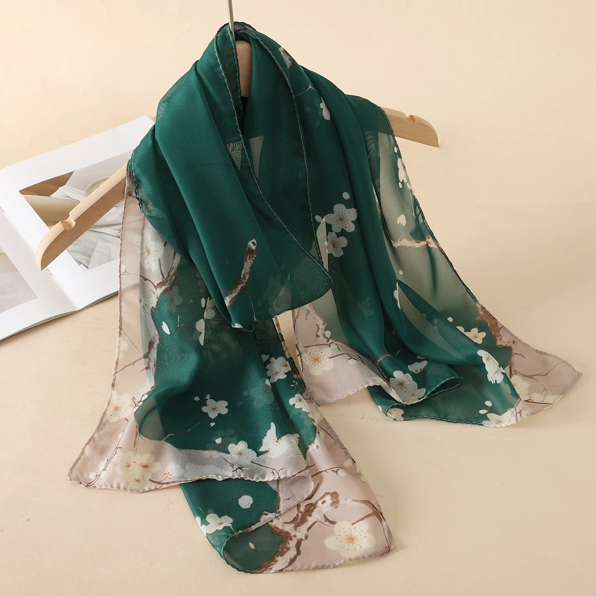 Women Print Chiffon Scarf Lightweight Sunscreen Shawl Wrap - Smarsty