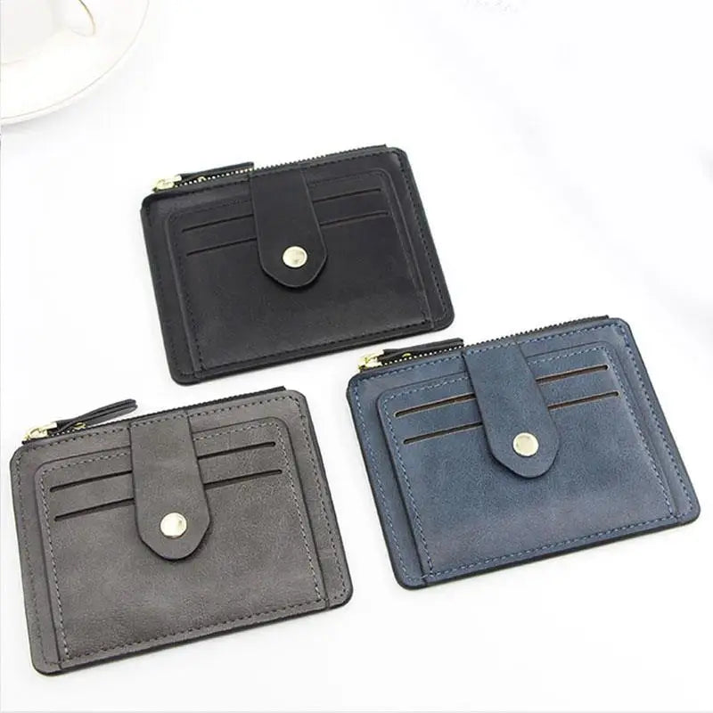 Luxury Small Men's Credit ID Card Holder Wallet Male Slim Leather Wallet with Coin Pocket Brand Designer Purse for Men Women - Smarsty