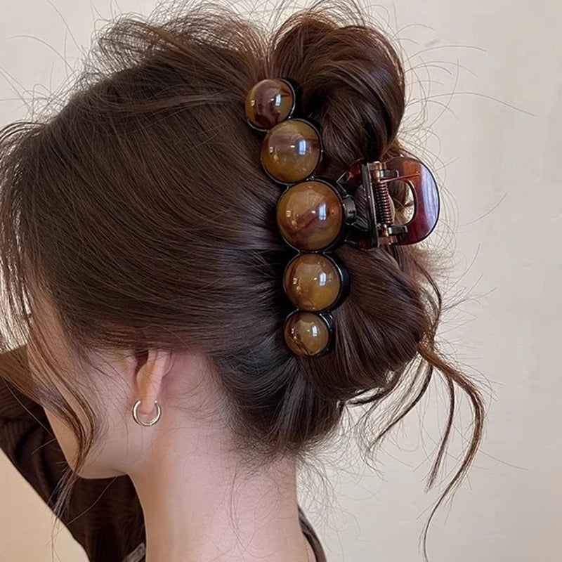 Retro Gradient Beaded Hair Claw 11cm Secure Hold For Women - Smarsty