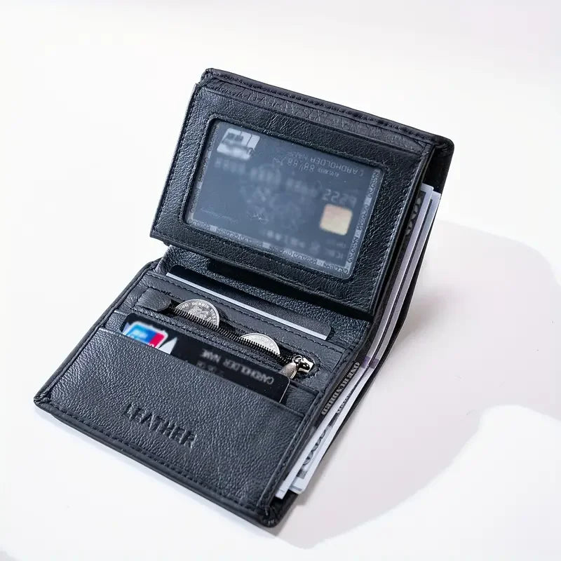 men's wallet Genuine Leather Wallets For Men Coin Purse Vintage Vertical Short Credit Card Holder Money Bag Men's RFID wallet - Smarsty