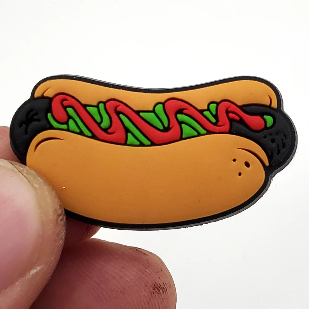 20pcs Food Series Cake Pizza PVC Shoe Charms Accessories Clogs Bubble Slides Sandals Shoe Buckles Decorations Pins Kids Gifts