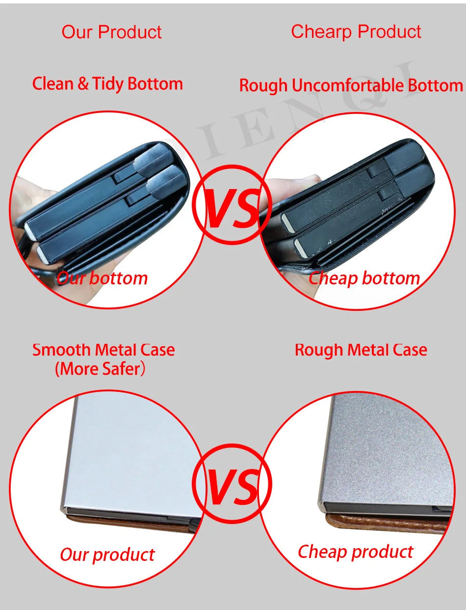 Carbon Fiber Credit Card Holder Wallet Men Rfid Smart Metal Thin Slim Pop Up Minimalist Wallet Small Black Purse Metal Vallet