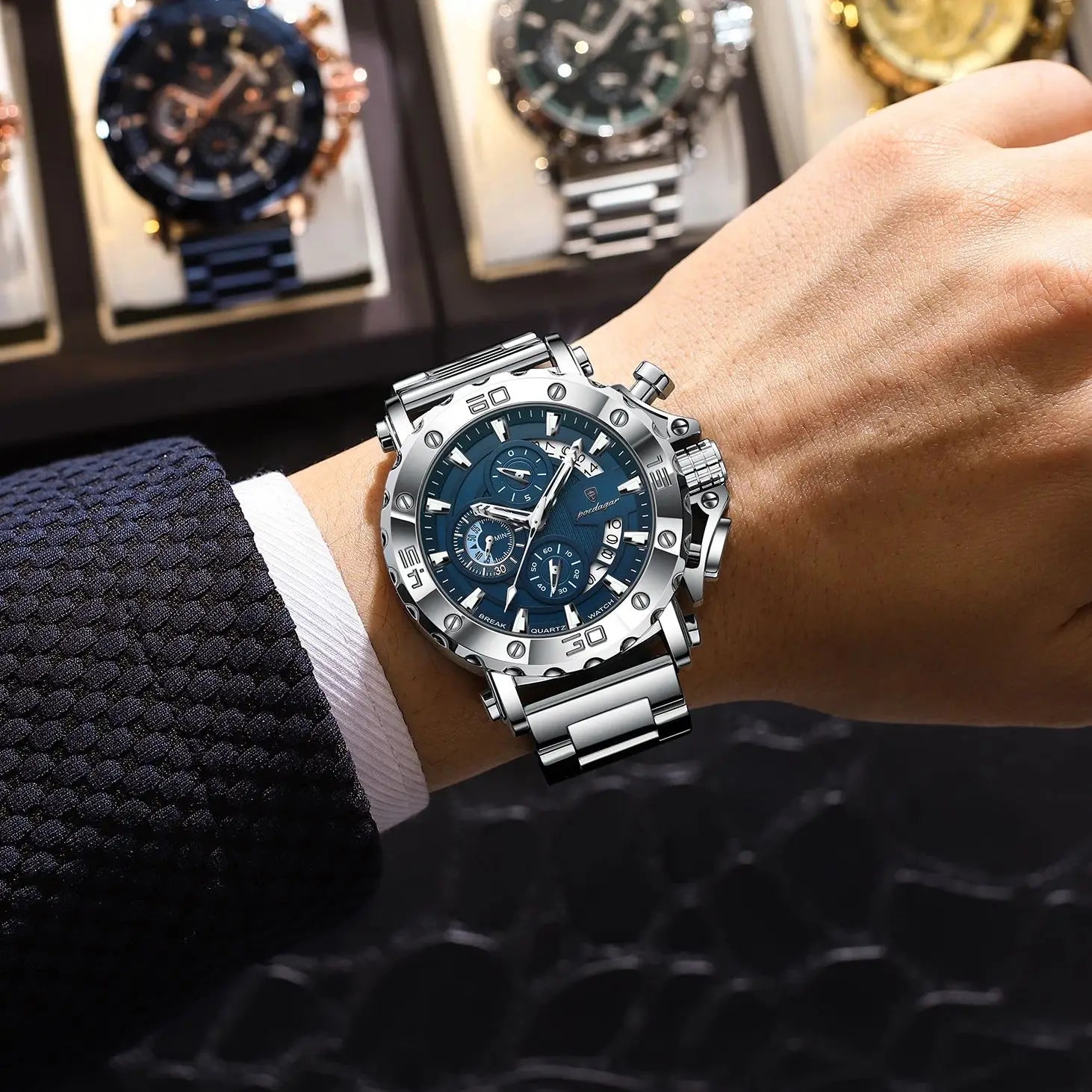 Luxury Waterproof Men's Chronograph Watch with Calendar - Smarsty