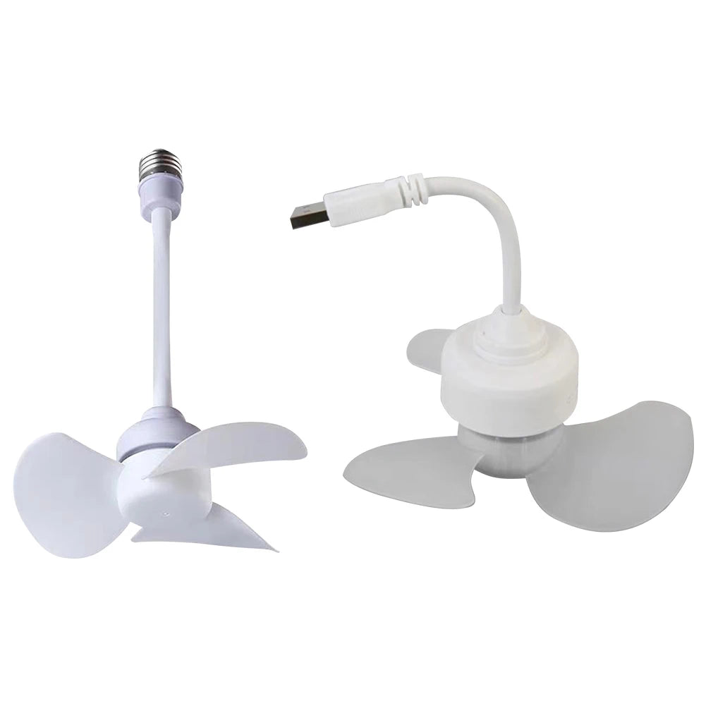 Indoor Ceiling Fan Light E27 Base/USB Light Bulb Fan with Socket Hose Extender Small Ceiling Fan Light for Bedroom Living Room
