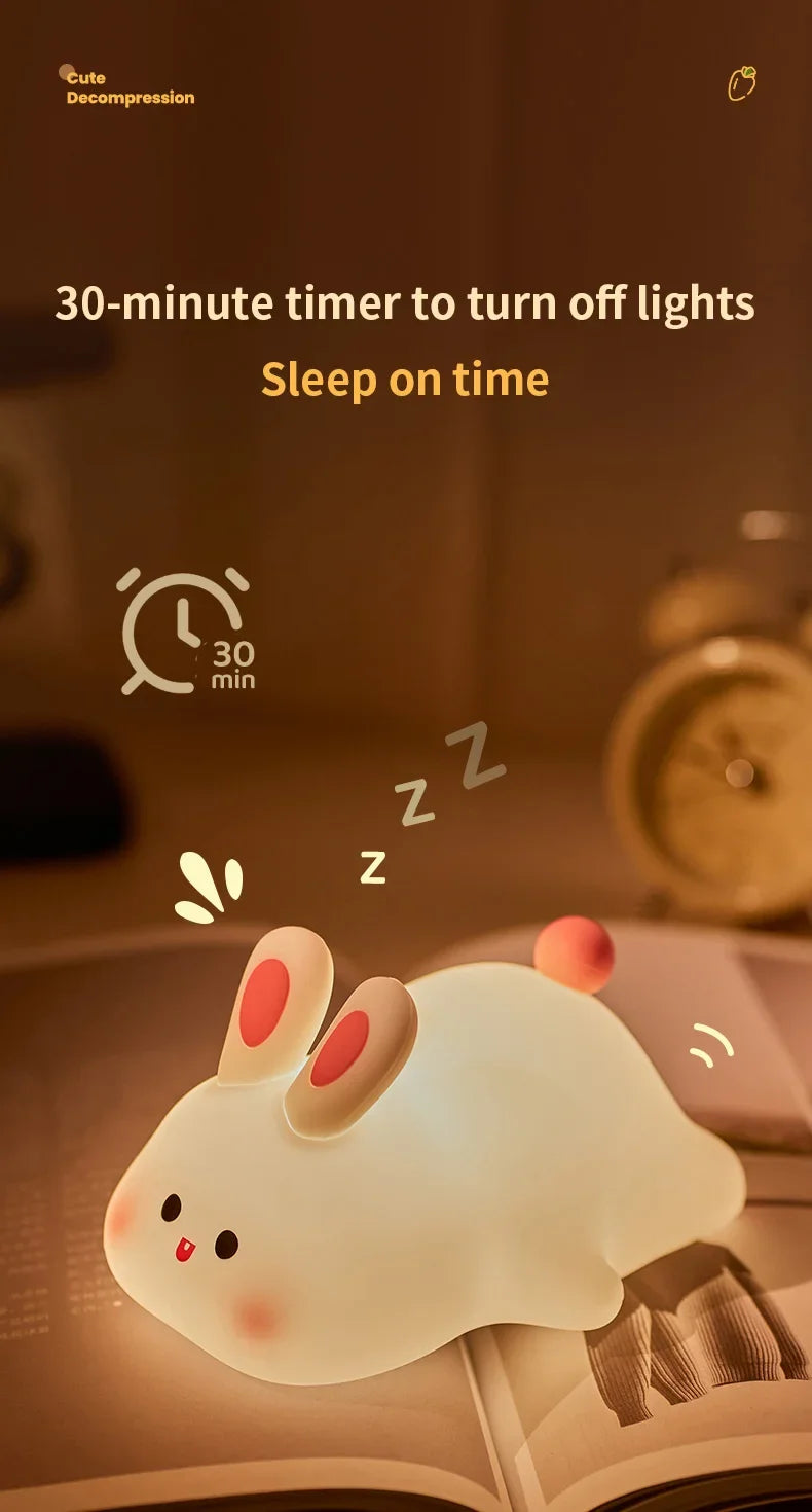 Cute Silicone Rabbit LED Night Light for Kids - Smarsty