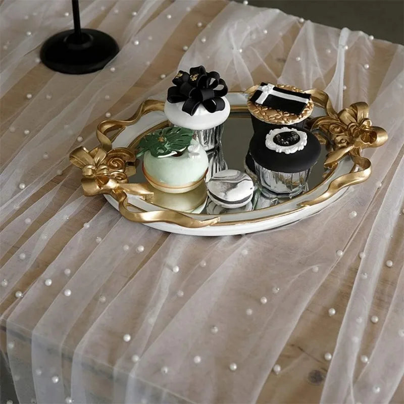 White Pearl Lace Table Runner for Elegant Events - Smarsty