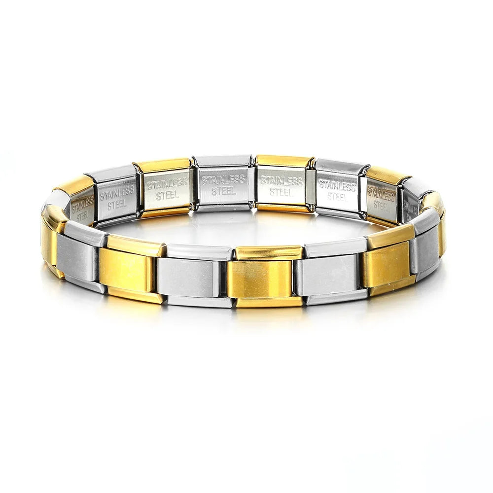 Italian 9mm Charm Link Elastic Stainless Steel Bracelet - Smarsty