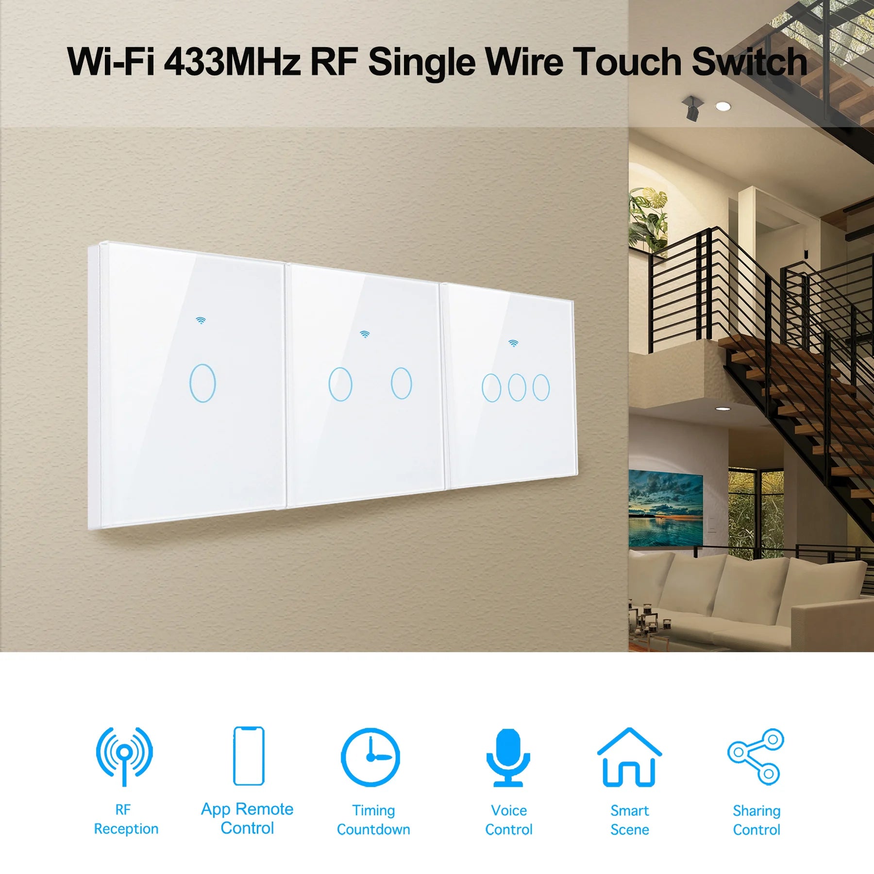 Smart WiFi Touch Light Switch with Remote Control - Smarsty