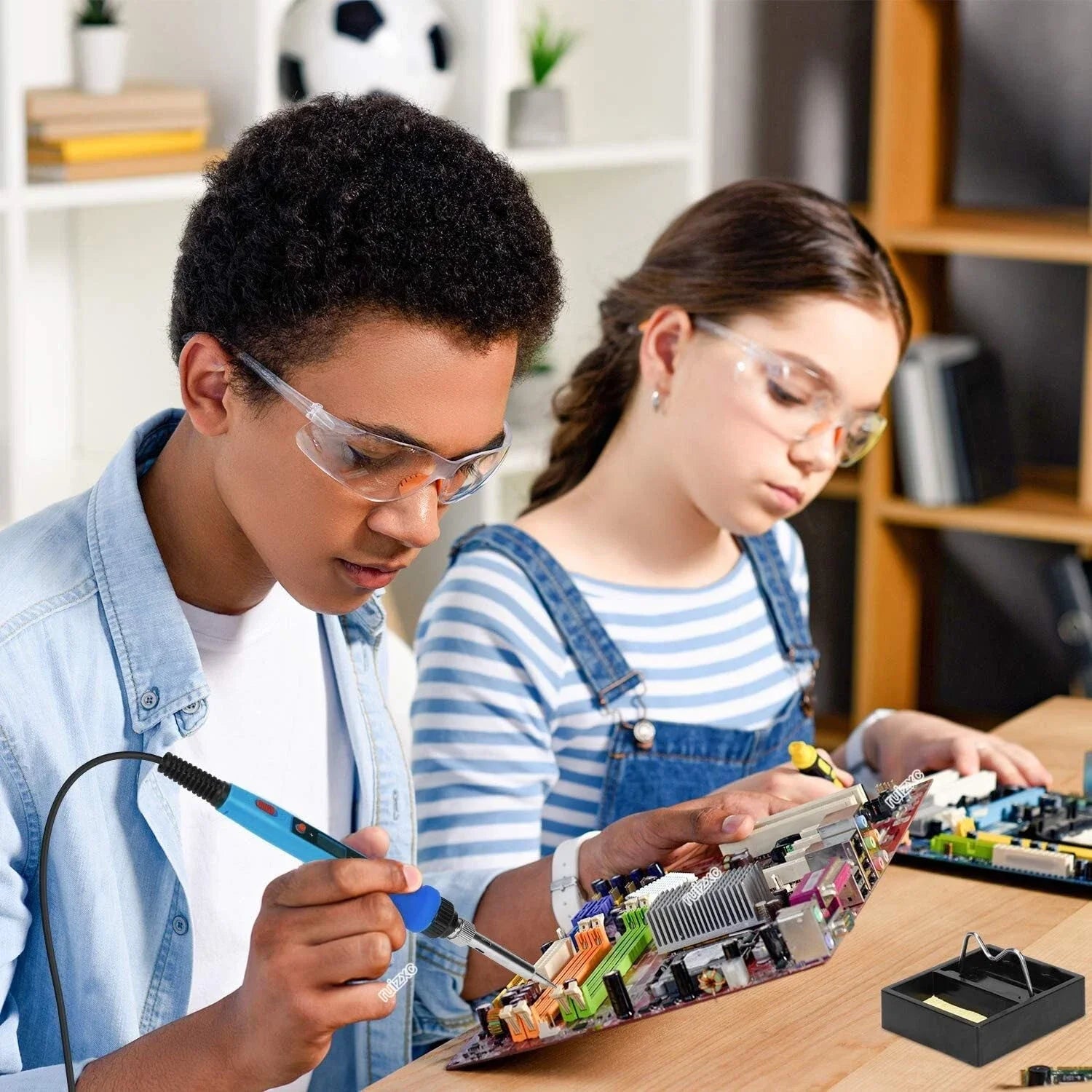 Electric Soldering Iron 80W Welding Gun Tool Kit Heat Pencil Repair Tools Adjustable Temperature Replaceable Soldering Iron Head