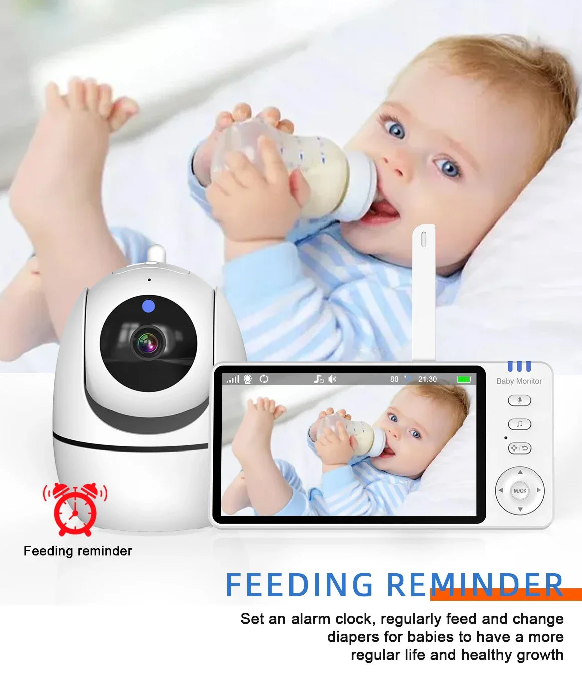 5.0 Inch Video Baby Monitor With Pan Tilt Camera Wireless Two Way Audio Night Vision Security Babysitter VOX Wake Up USB Charge by Smarsty