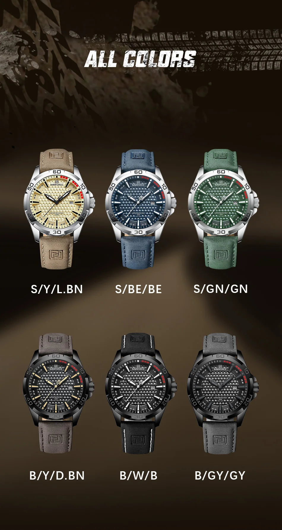 NAVIFORCE Men Fashion Waterproof Quartz Watch with Leather Strap - Smarsty