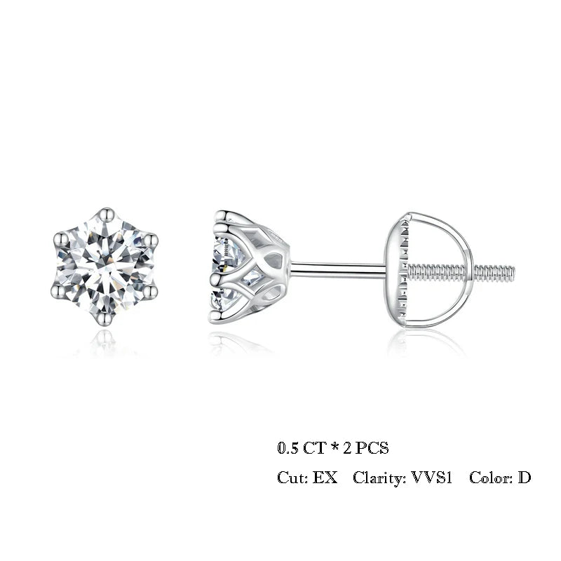 Moissanite Stud Earrings Sterling Silver Brilliant Cut - Smarsty