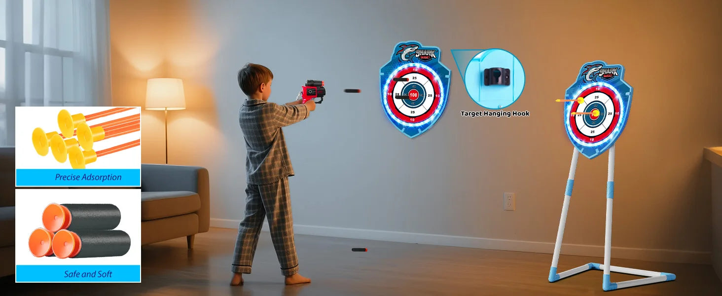 VATOS Night-Light Bow Arrow Guns Toy For Kids Archery Stand Target Board Indoor Outdoor Game Toys Boys Girls Christmas Gift