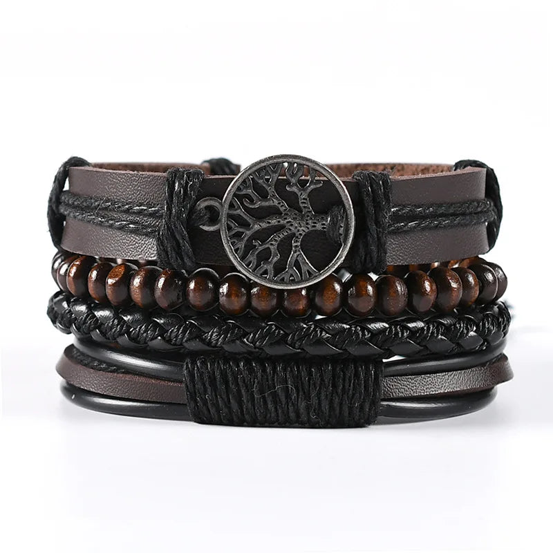 Braided Leather Bracelets for Men with Vintage Charms - Smarsty
