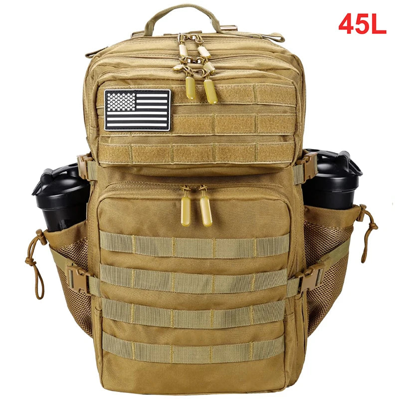 45L Tactical Backpack Men Outdoor Waterproof Sports Travel Gym Hiking Bug Out Bag Military Camping Hunting Survival Rucksack - Smarsty