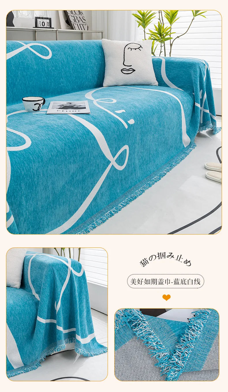 Black Chenille Sofa Cover for Dust Protection - Smarsty