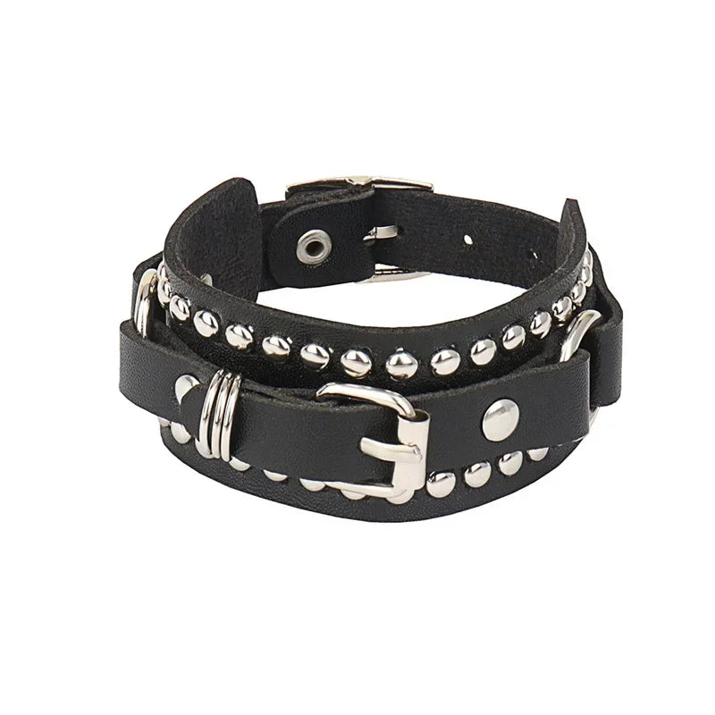 Punk Hip Hop Leather Skull Bracelet for Unisex Fashion - Smarsty