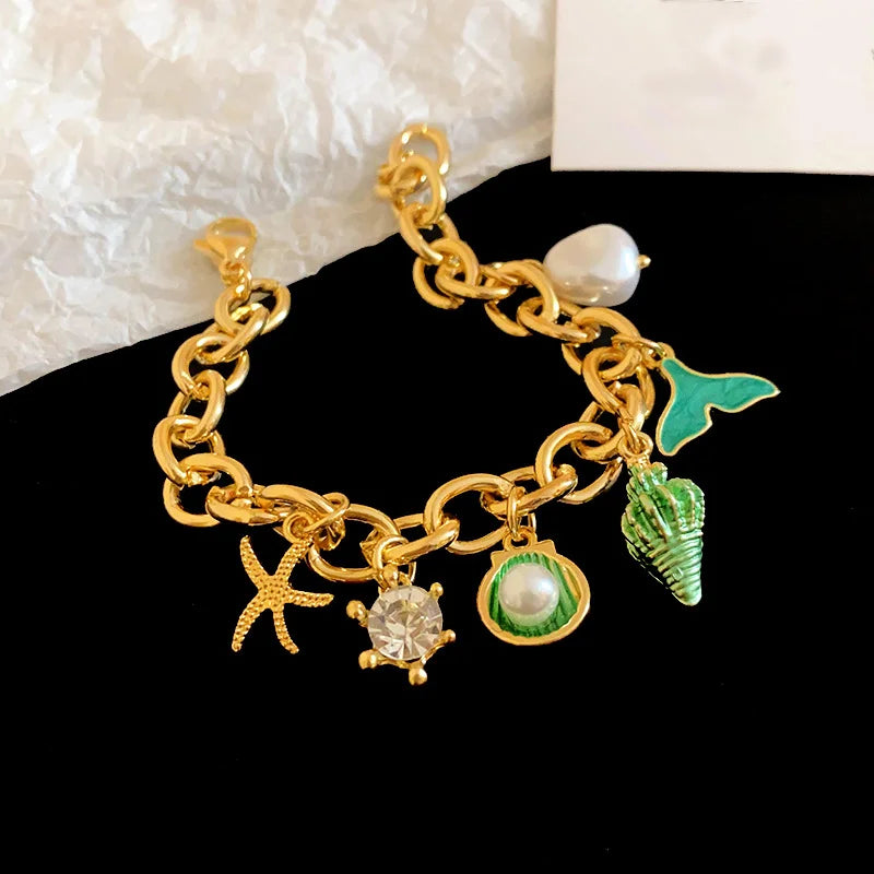 Starfish Shell Conch Bracelet for Women Summer Beach Jewelry - Smarsty