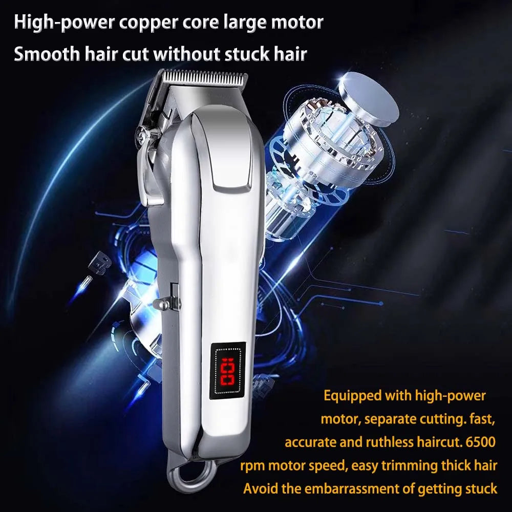 Cordless Electric Hair Clippers for Men,Professional Barber Clippers and Trimmers Set for Hair Cutting Kit with LED Display
