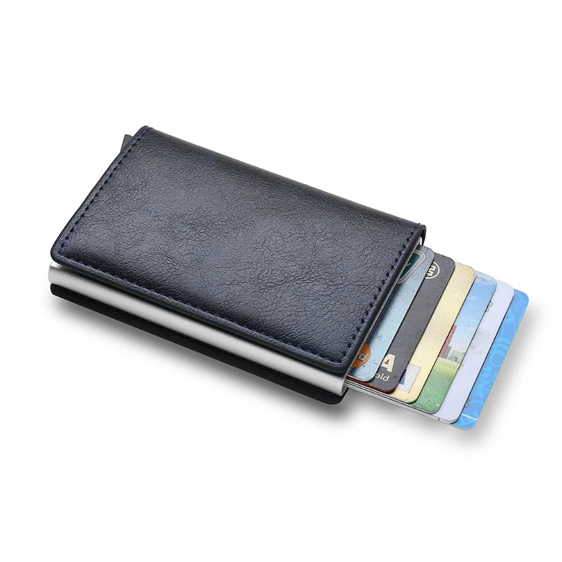 Anti Rfid Carbon Fiber ID Credit Card Holder Men Wallets Mini Automatic Pop up Bank Cardholder Case Minimalist Vallet Choice