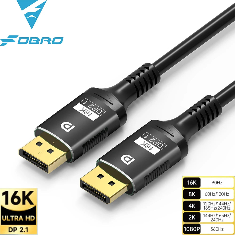 16K DisplayPort 2.1 Cable for High-Speed Gaming - Smarsty