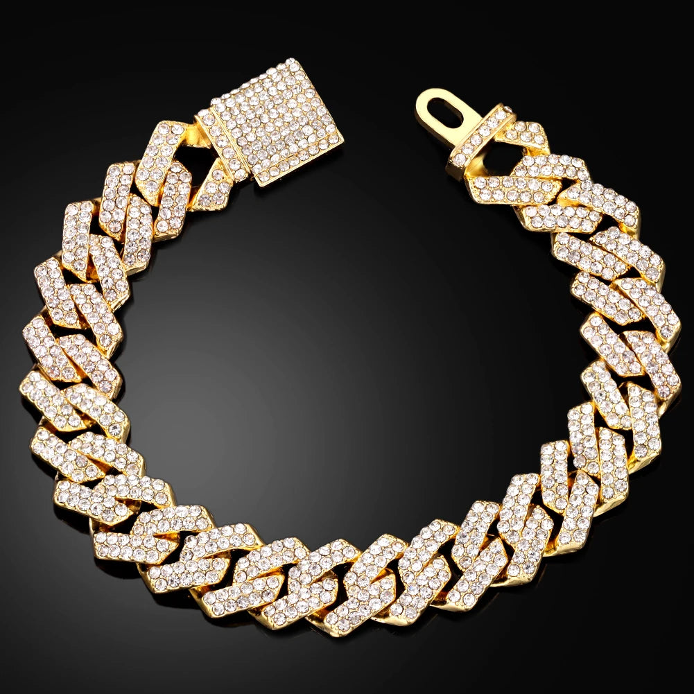 14MM Iced Prong Link Cuban Chain Bracelet for Men and Women - Smarsty
