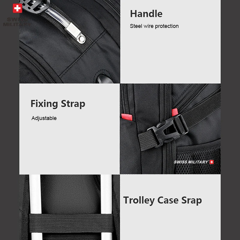 SWISS MILITARY Fashion Travel Multifunction Large Capacity Male Bag Usb Charging Waterproof 23 inch Laptop Backpack Men Mochila - Smarsty