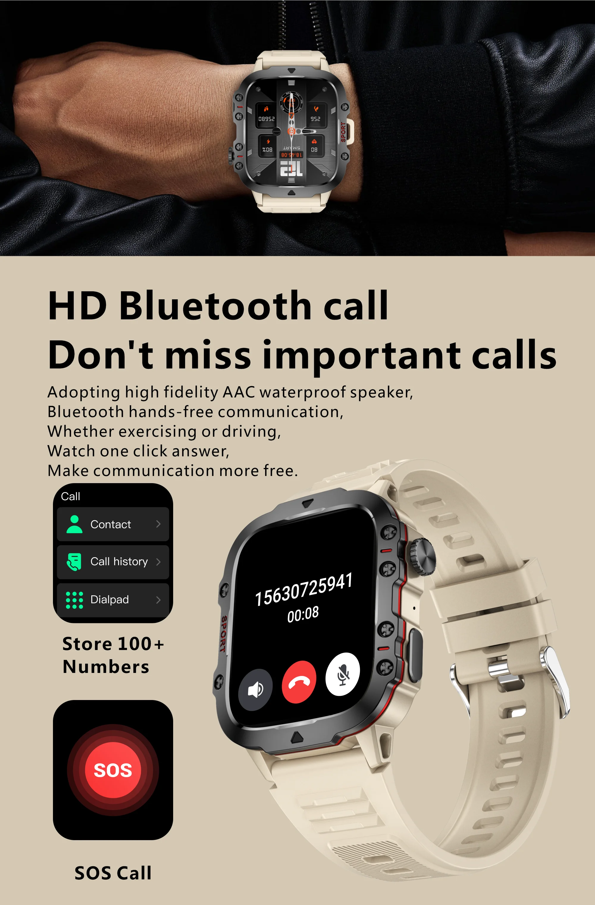 Smart Waterproof Fitness Smartwatch with Bluetooth Call - Smarsty