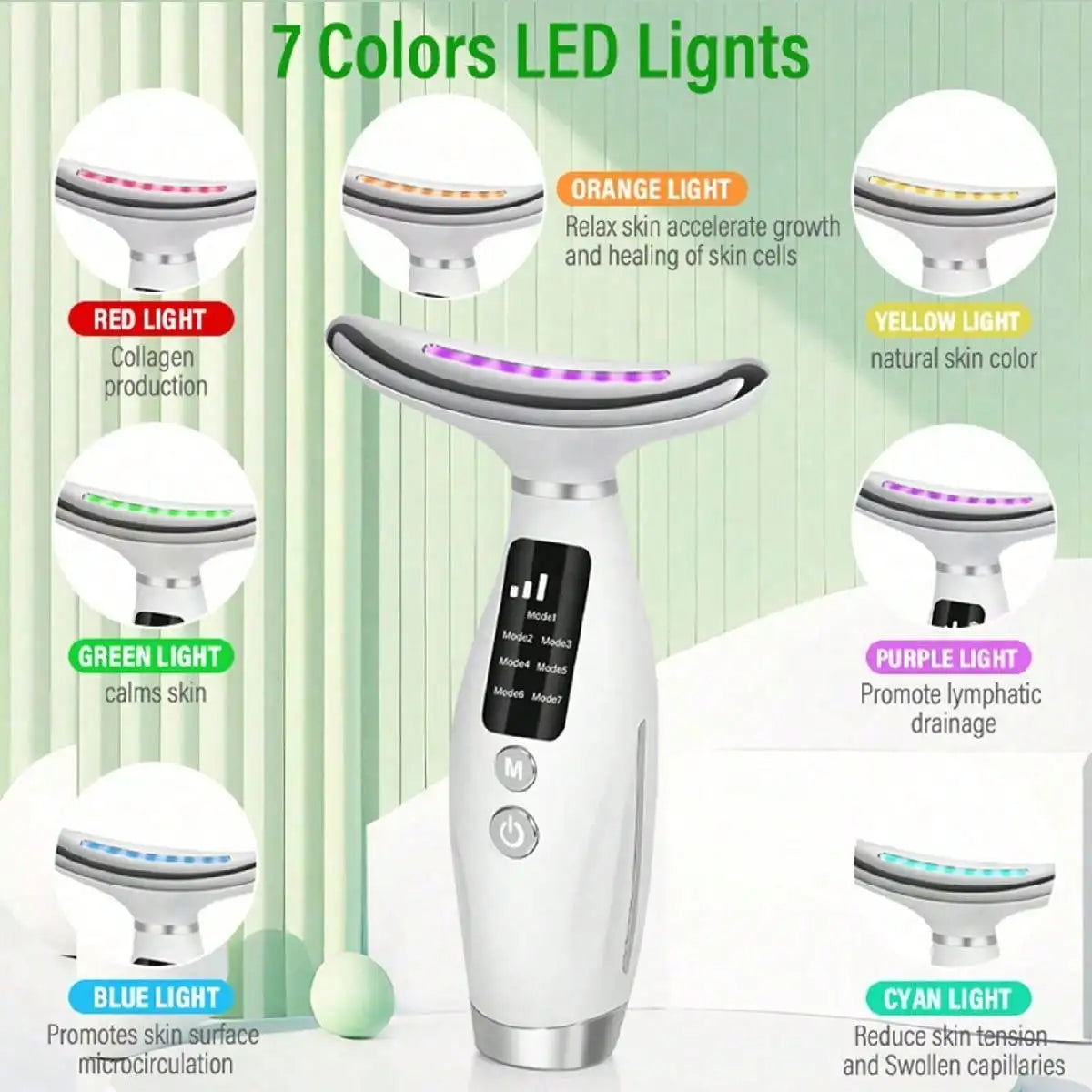Color Light Face and Neck Beauty Device with 7 Modes - Smarsty