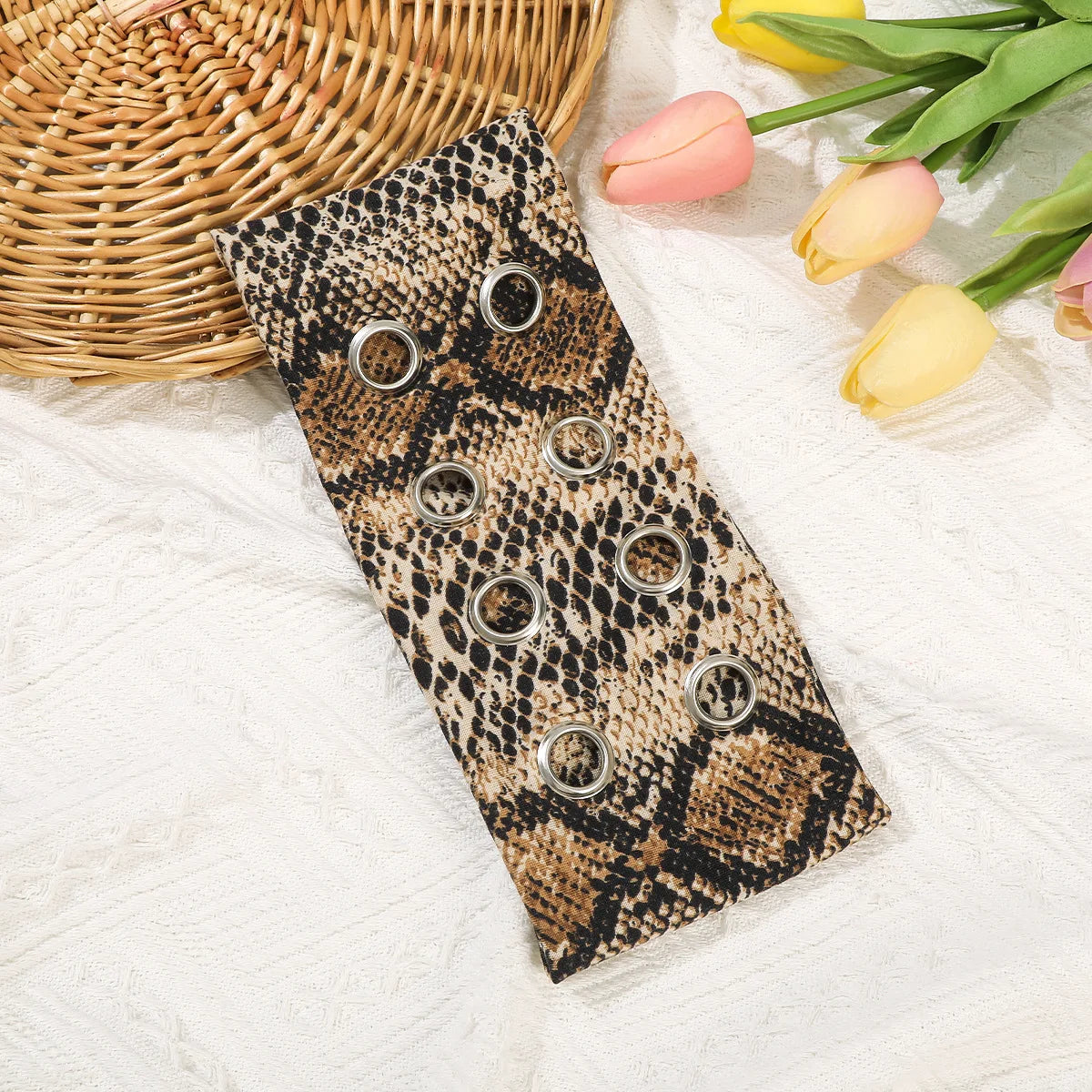 Punk Grunge Wide Elastic Headband Stretchy Metal Look - Smarsty