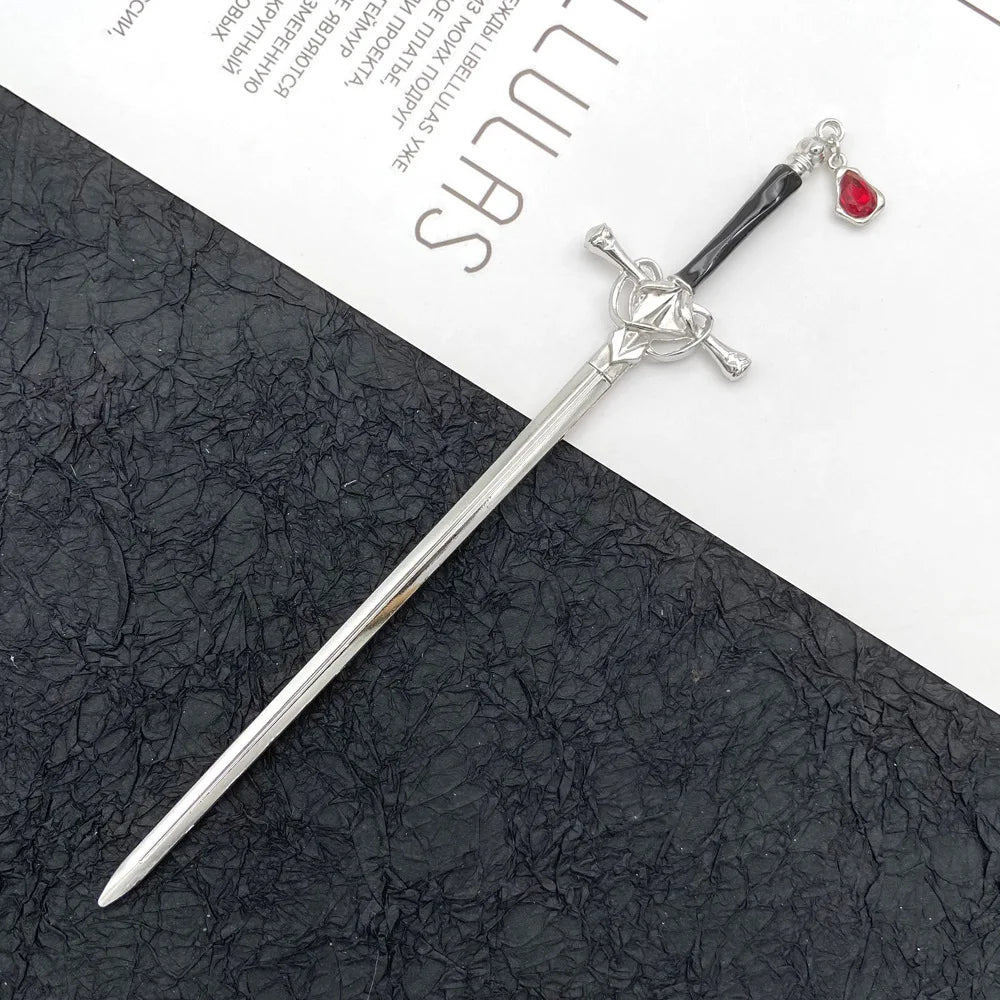 Chinese Style Sword Hairpin for Women with Ruby Accent - Smarsty