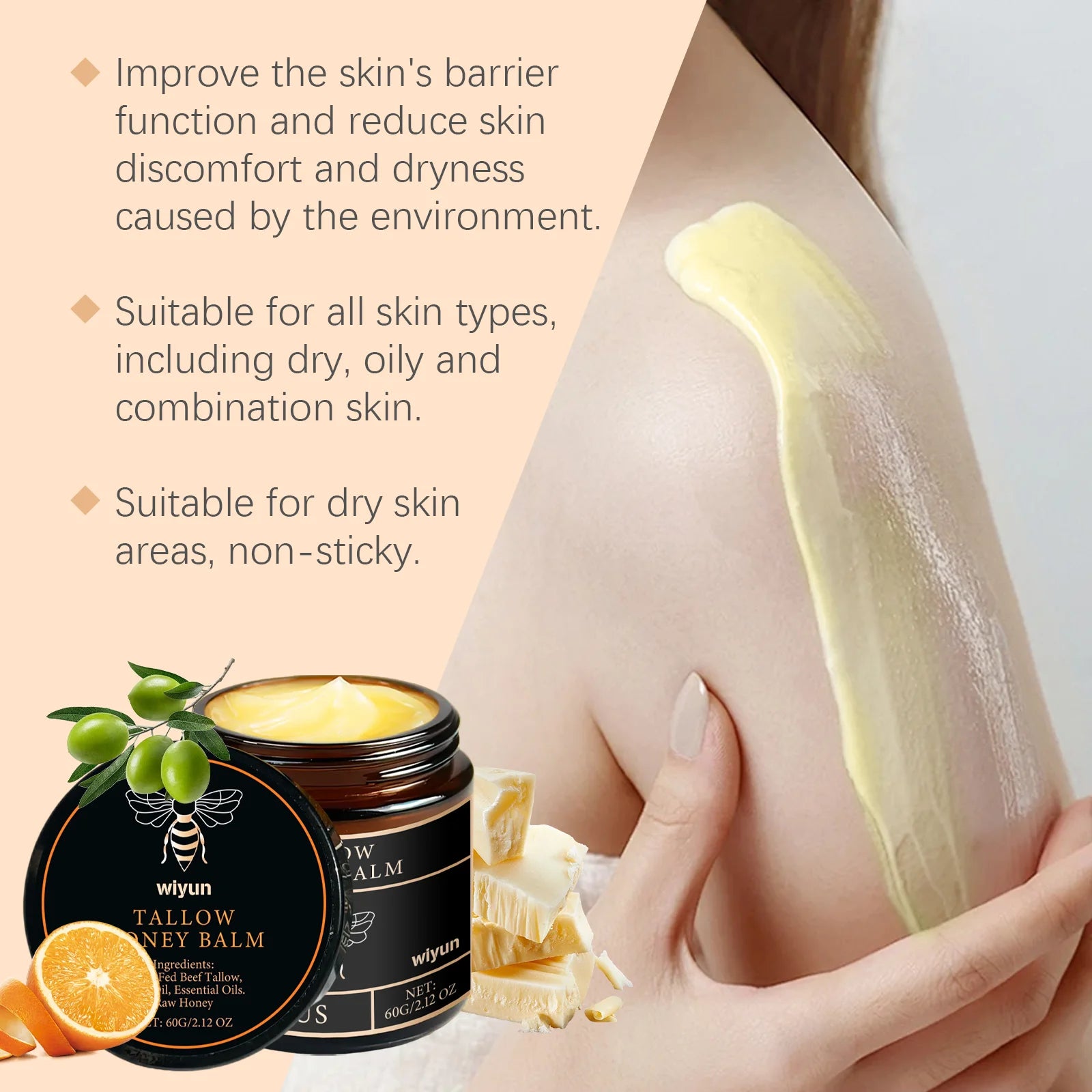 Tallow Honey Cream Hydrating Moisturizer for Elasticity - Smarsty