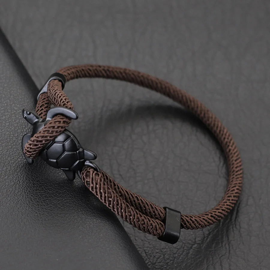 Adjustable Men Marine Turtle Rope Bracelet Nautical Wrap - Smarsty