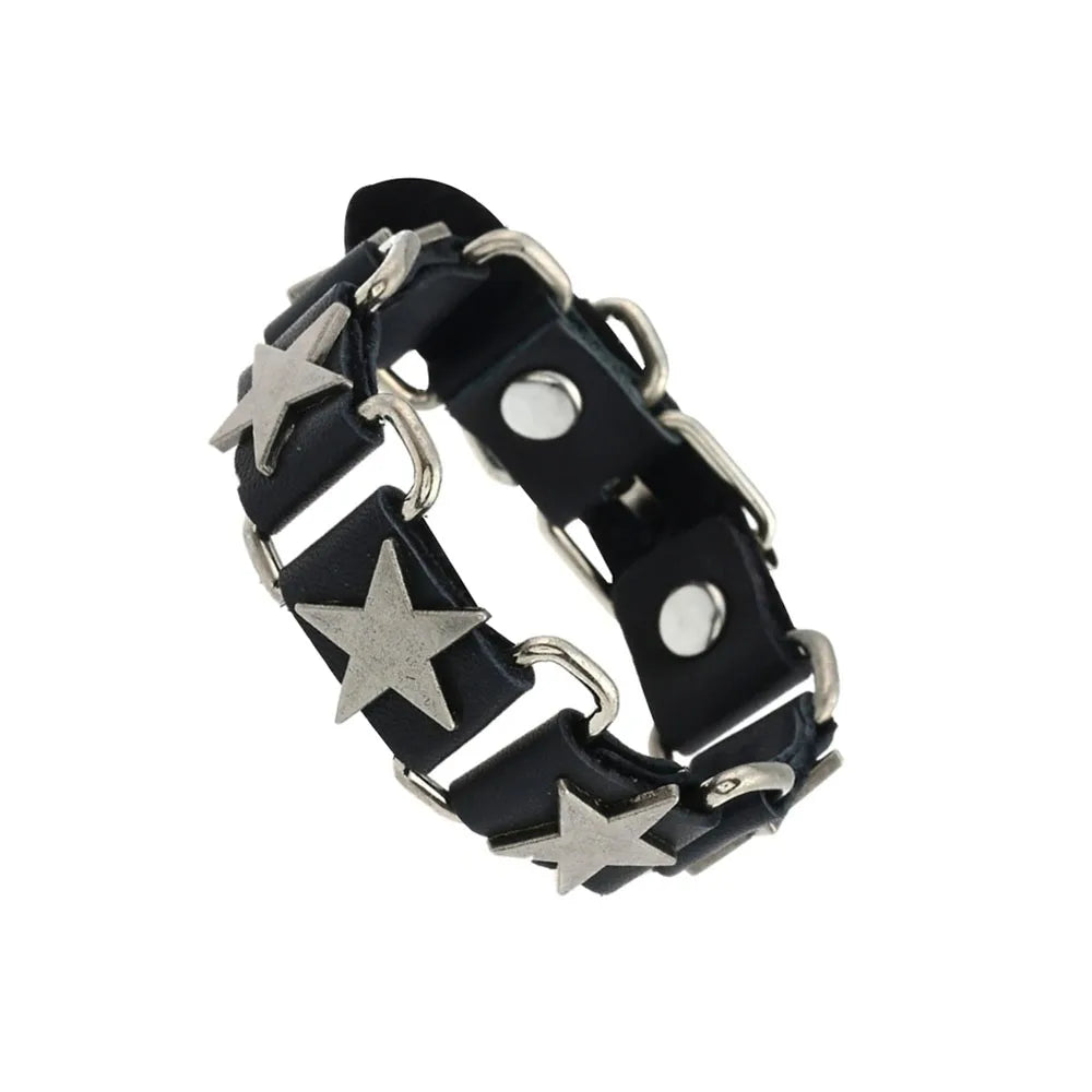 Punk Dark PU Chain Bracelet Multi Layered Fashion Jewelry - Smarsty