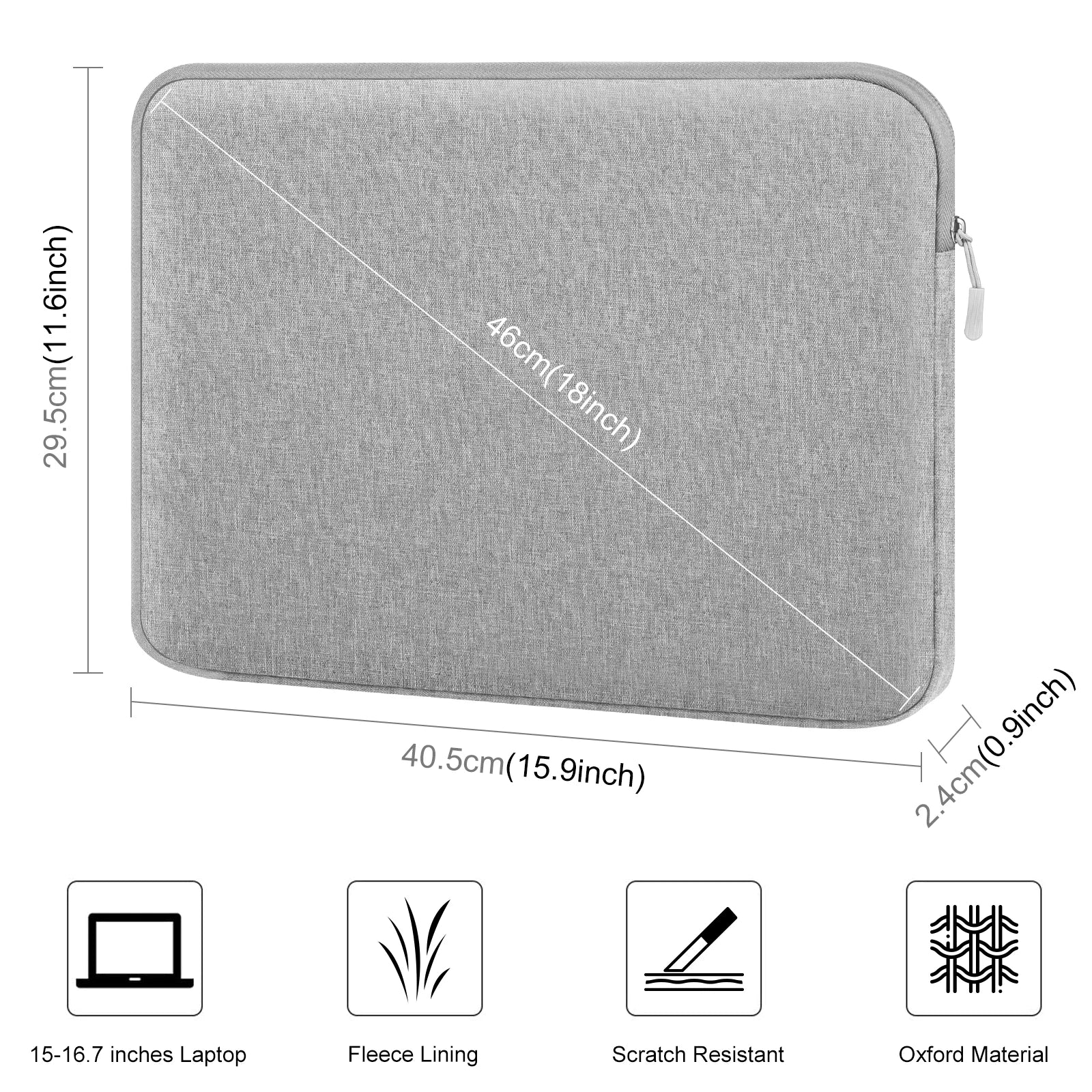 Canvas Laptop Sleeve With Zipper For 15 To 16 Inches