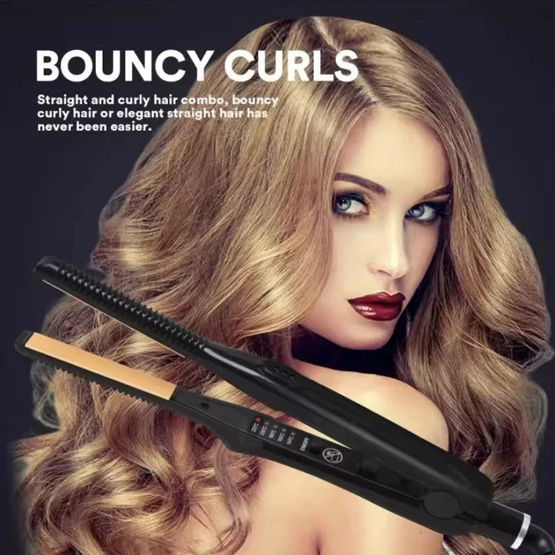 2-in-1 Mini Hair Straightener and Curling Iron for All Hair Types - Smarsty